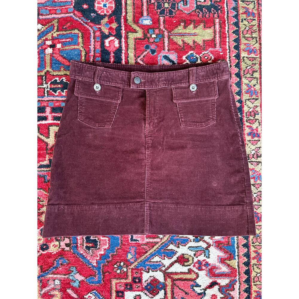 Corduroy Mini Skirt in Deep Burgundy